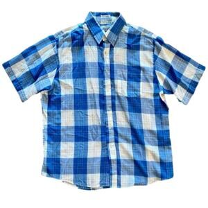 Wedgefield Vintage Blue Plaid Short Sleeve Button-down Shirt Mens Large